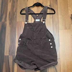 We The Free Taupe Brown Corduroy Short Overalls